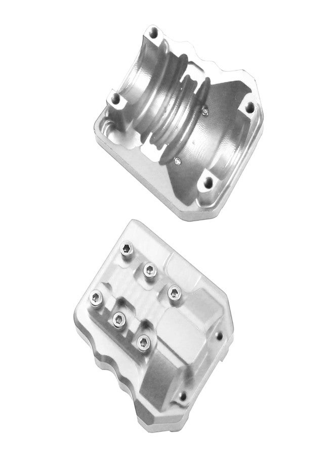 Share Goo 2Pcs ShareGoo Aluminum Alloy Front Rear Axle Differential Cover 15g Diff Cover Case Compatible with Traxxas TRX-4 1/10 RC Crawler Car (Silver) - Image 4